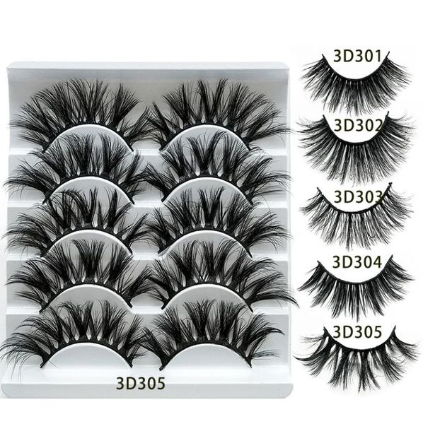 5 pairs 3d mink lashes bulk faux thick natural eyelashes makeup handmade full strip false eyelashes7986406